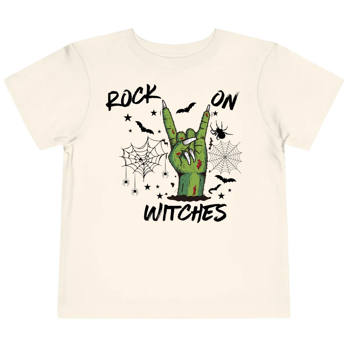 Rock On Zombie Hand Halloween Toddler T-Shirt in Natural