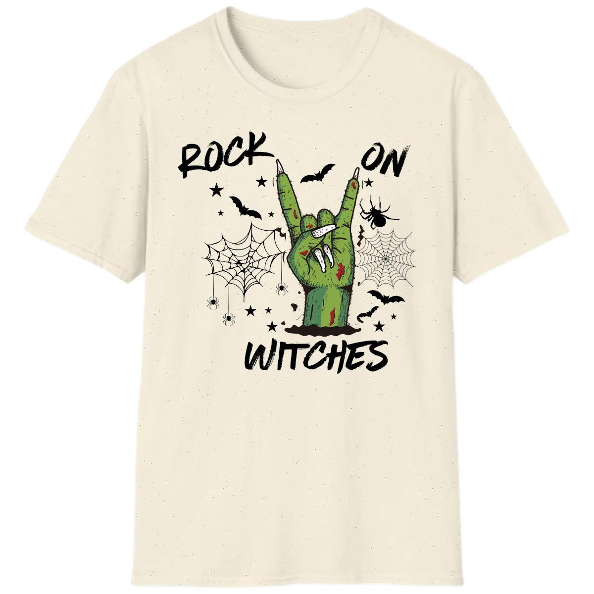 Rock On Zombie Hand Halloween T-Shirt in Natural