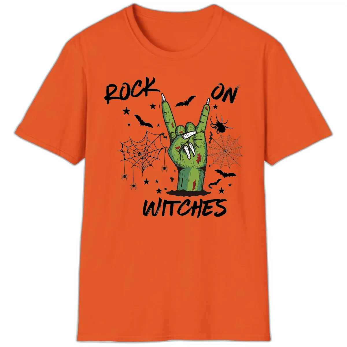 Rock On Zombie Hand Halloween T-Shirt in Orange
