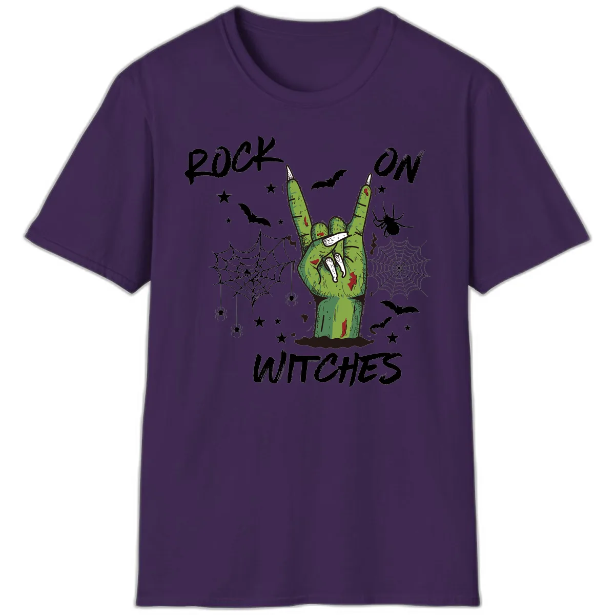 Rock On Zombie Hand Halloween T-Shirt in Purple