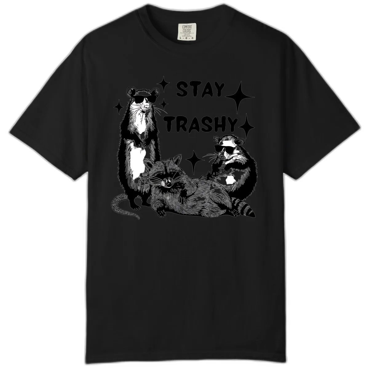 Stay Trashy Raccoon Gang Design Comfort Color in Black