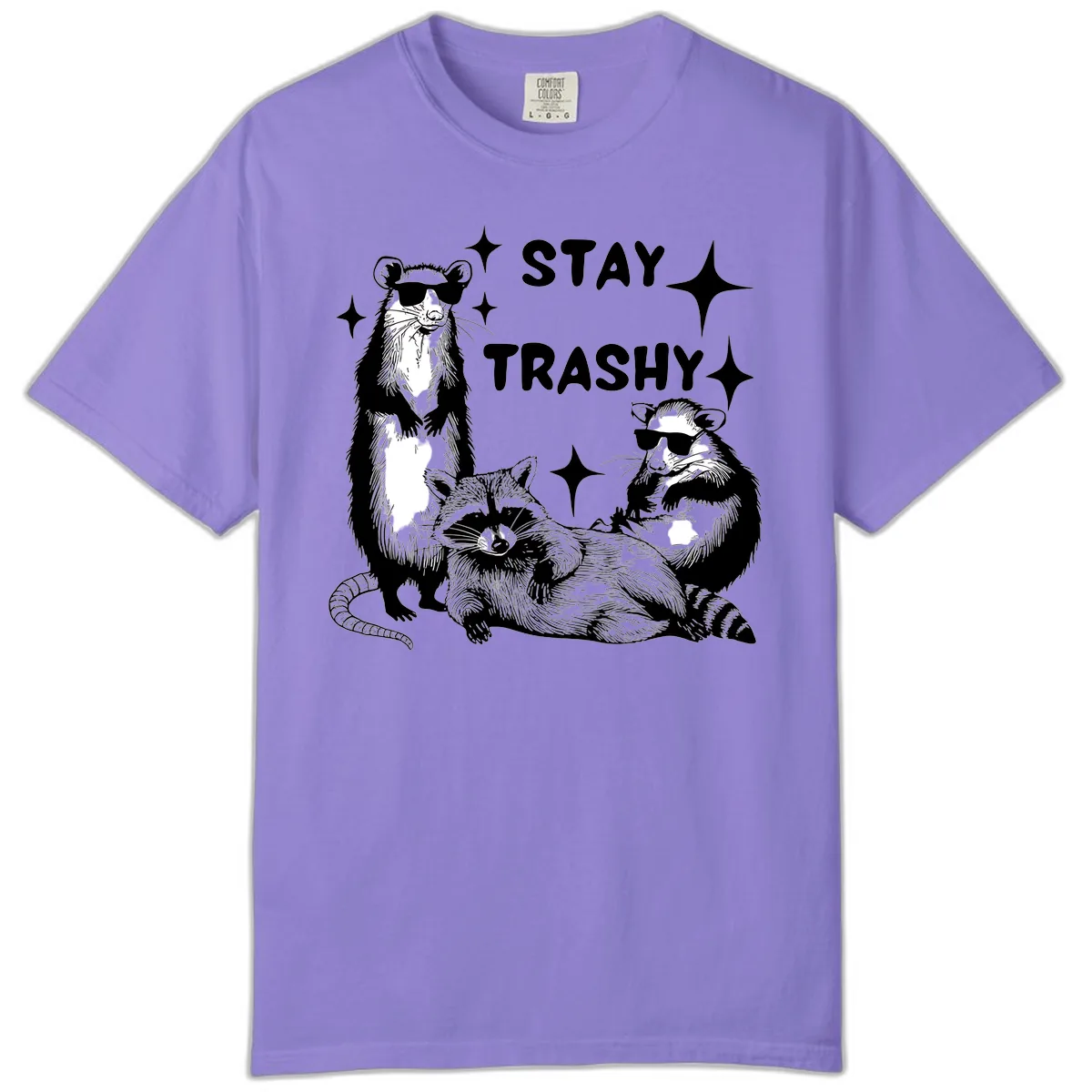 Stay Trashy Raccoon Gang Design Comfort Color in Violet