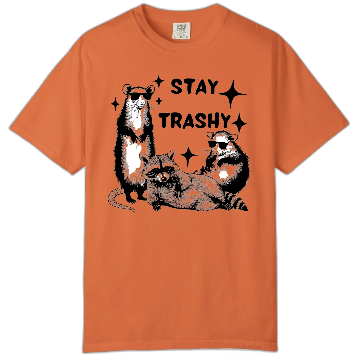 Stay Trashy Raccoon Gang Design Comfort Color in Burnt Orange