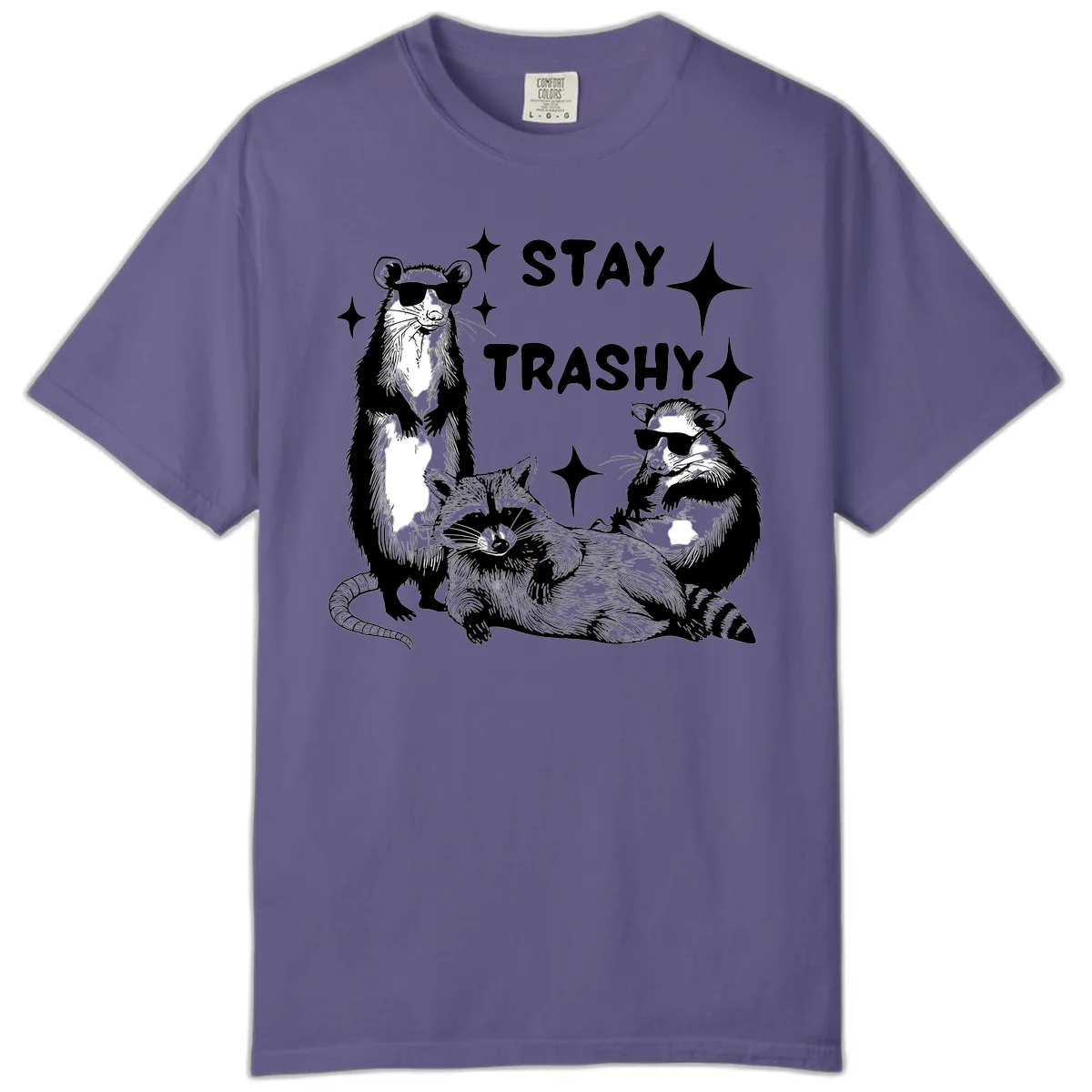 Stay Trashy Raccoon Gang Design Comfort Color in Grape