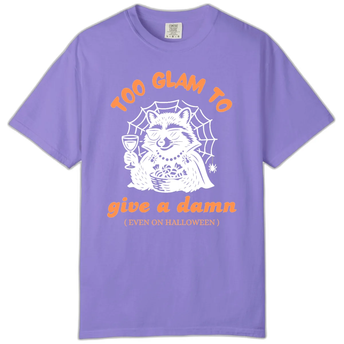 Glam Raccoon Halloween Shirt Comfort Color in Violet
