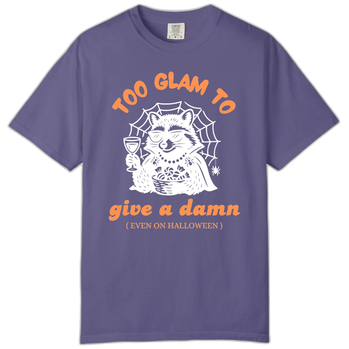 Glam Raccoon Halloween Shirt Comfort Color in Grape