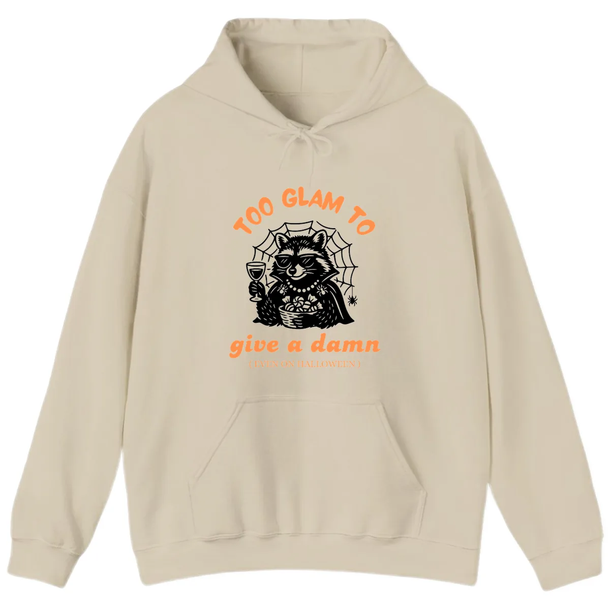 Glam Raccoon Halloween Shirt Hoodie in Sand