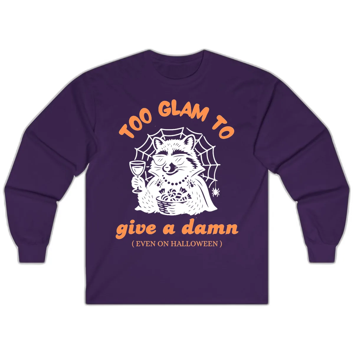 Glam Raccoon Halloween Shirt Long Sleeve in Purple