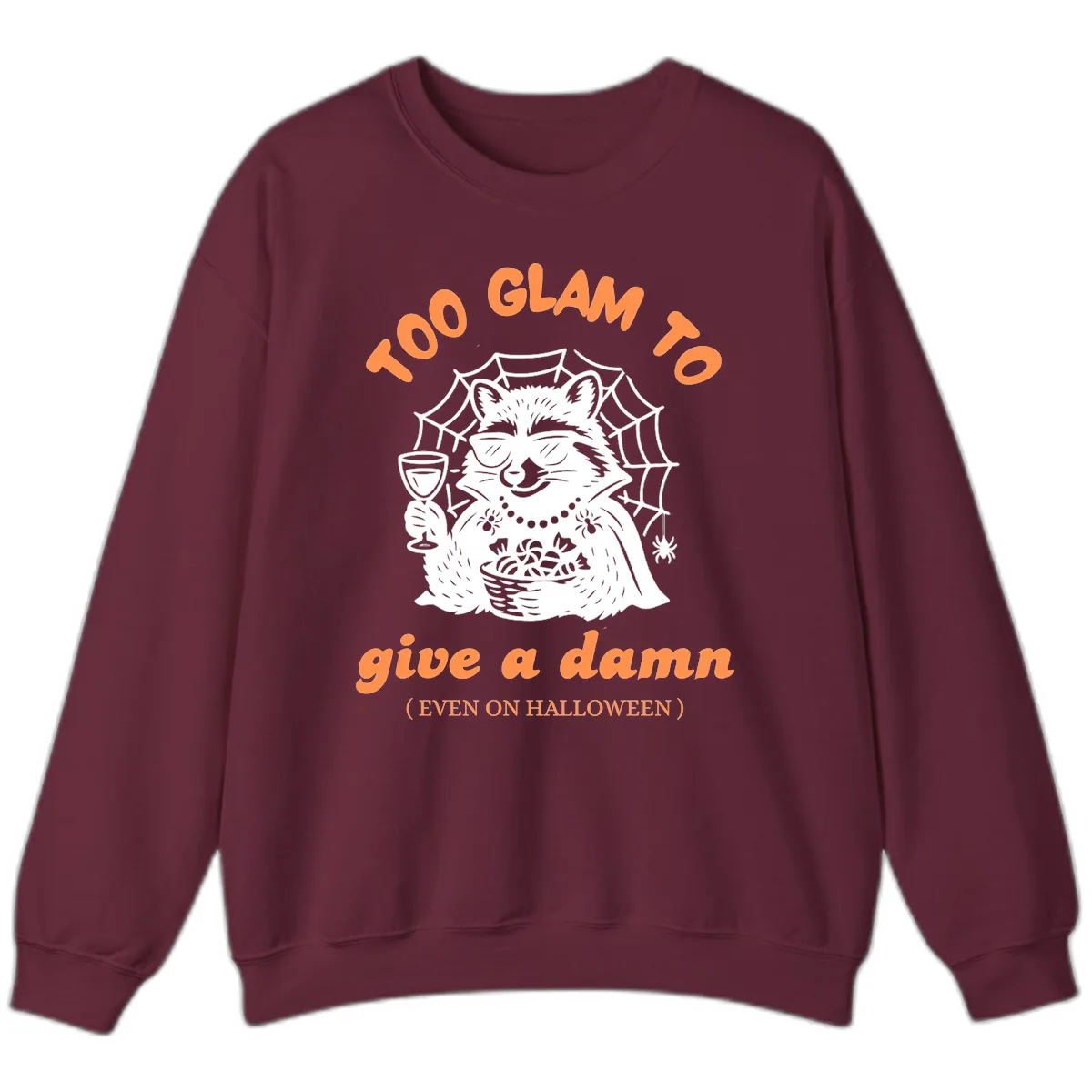 Glam Raccoon Halloween Shirt Sweatshirt in Maroon