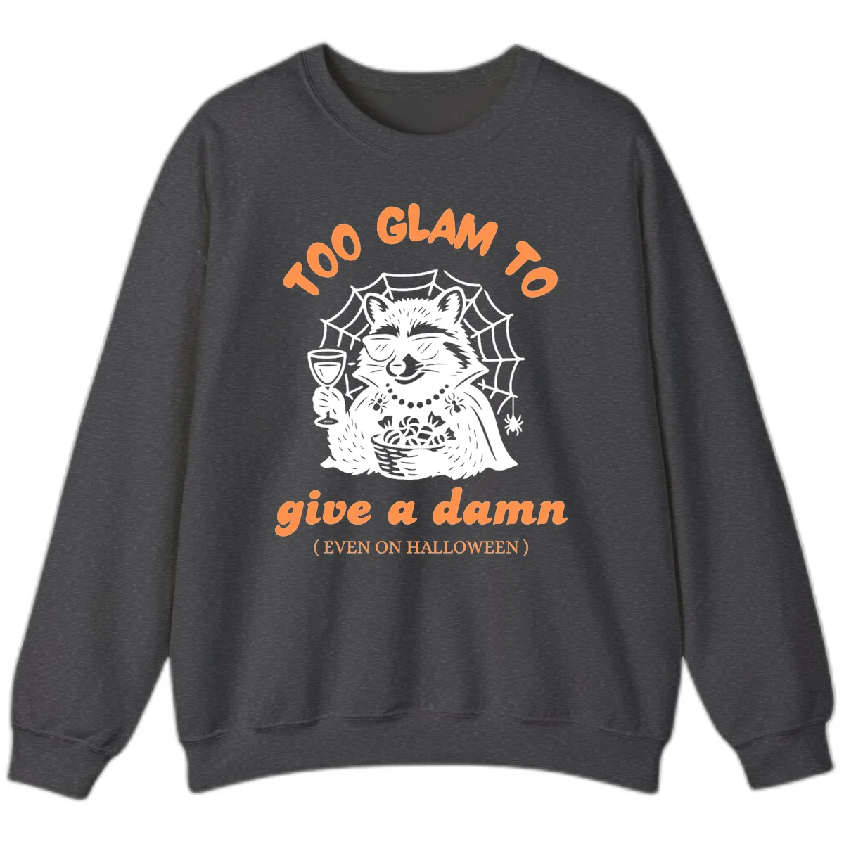 Glam Raccoon Halloween Shirt Sweatshirt in Dark Heather