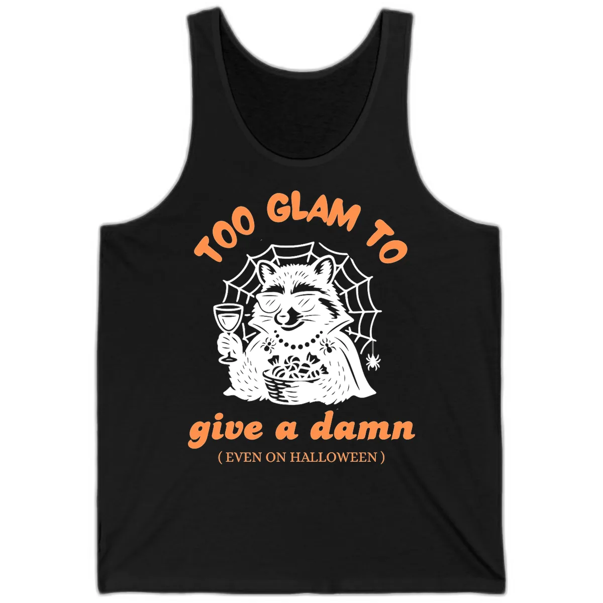 Glam Raccoon Halloween Shirt Tank in Black