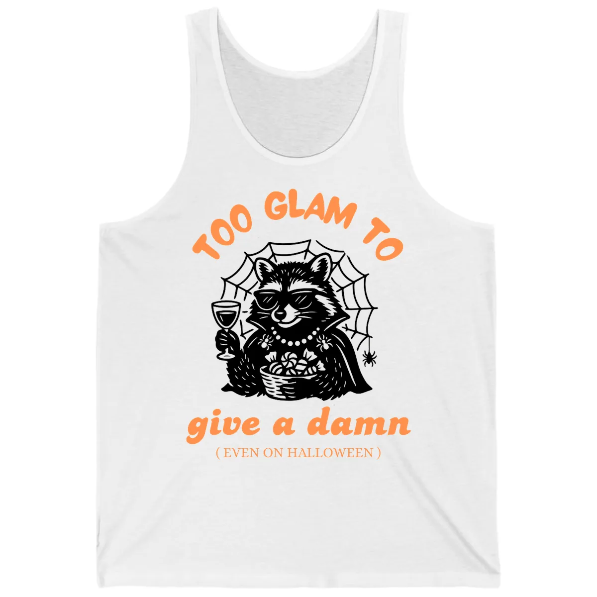 Glam Raccoon Halloween Shirt Tank in White