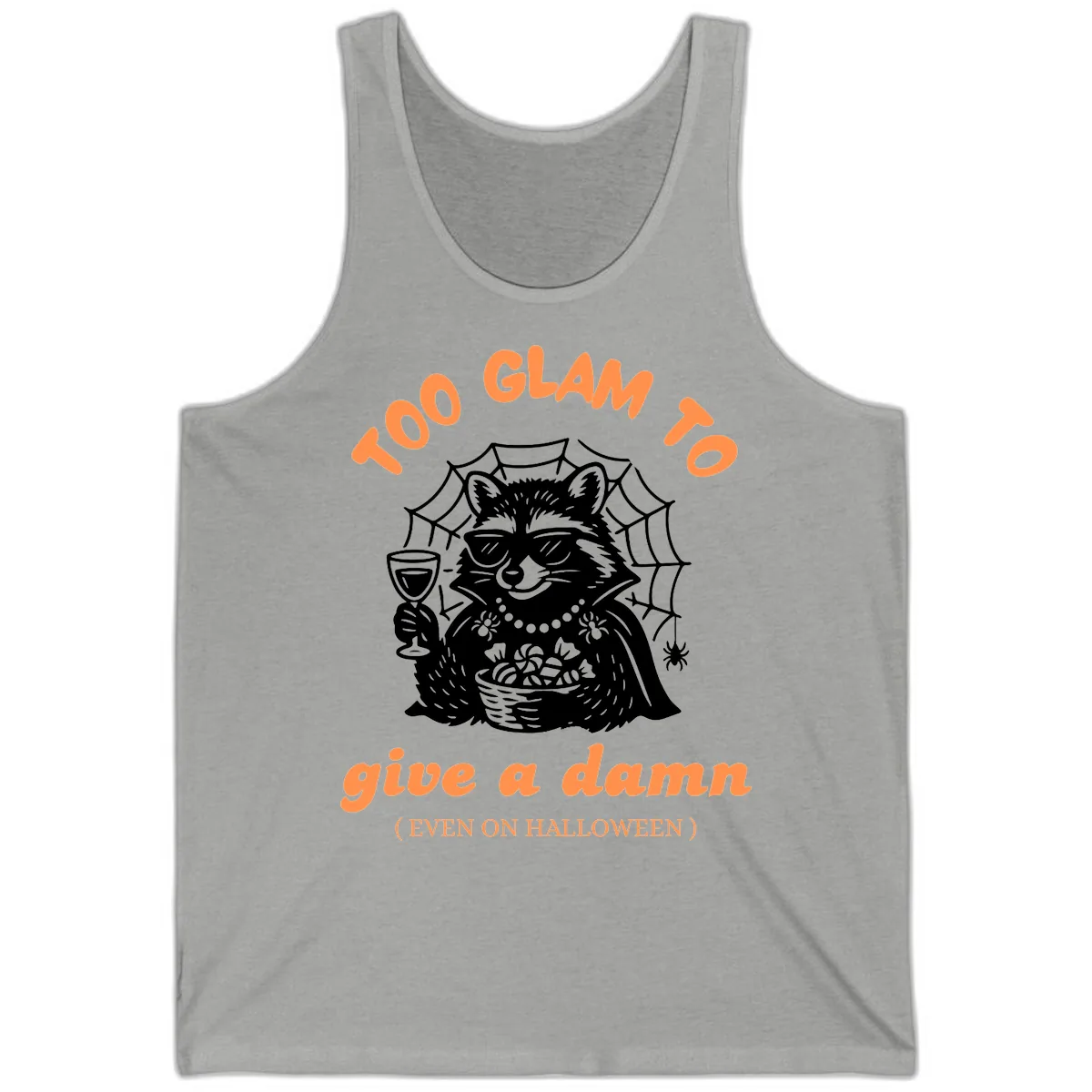 Glam Raccoon Halloween Shirt Tank in Athletic Heather