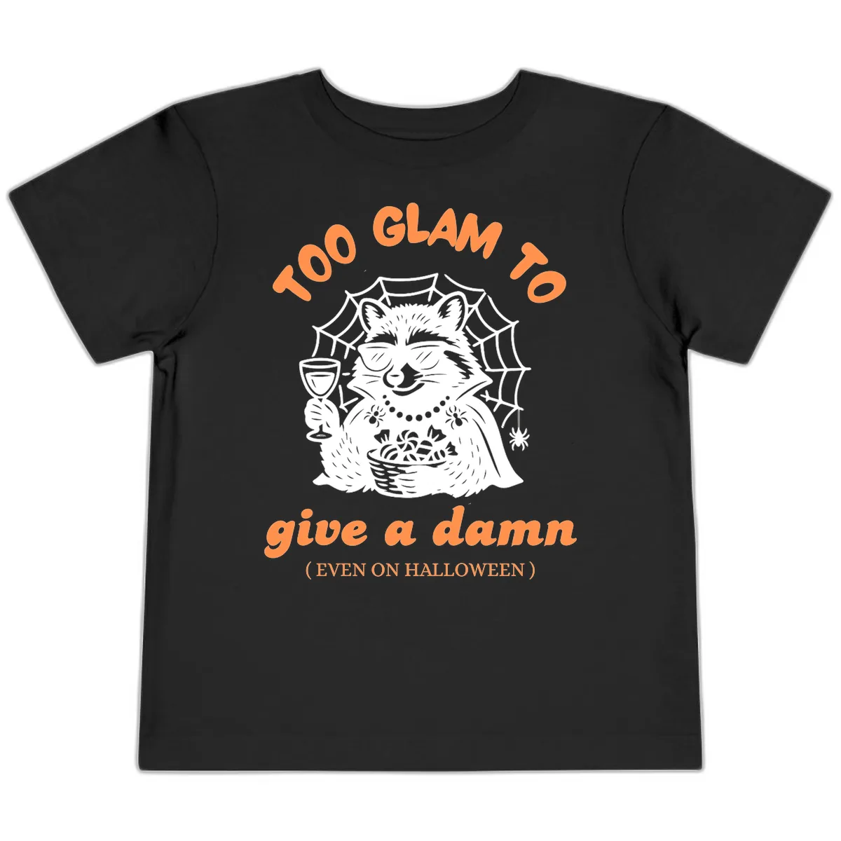 Glam Raccoon Halloween Shirt Toddler T-Shirt in Black