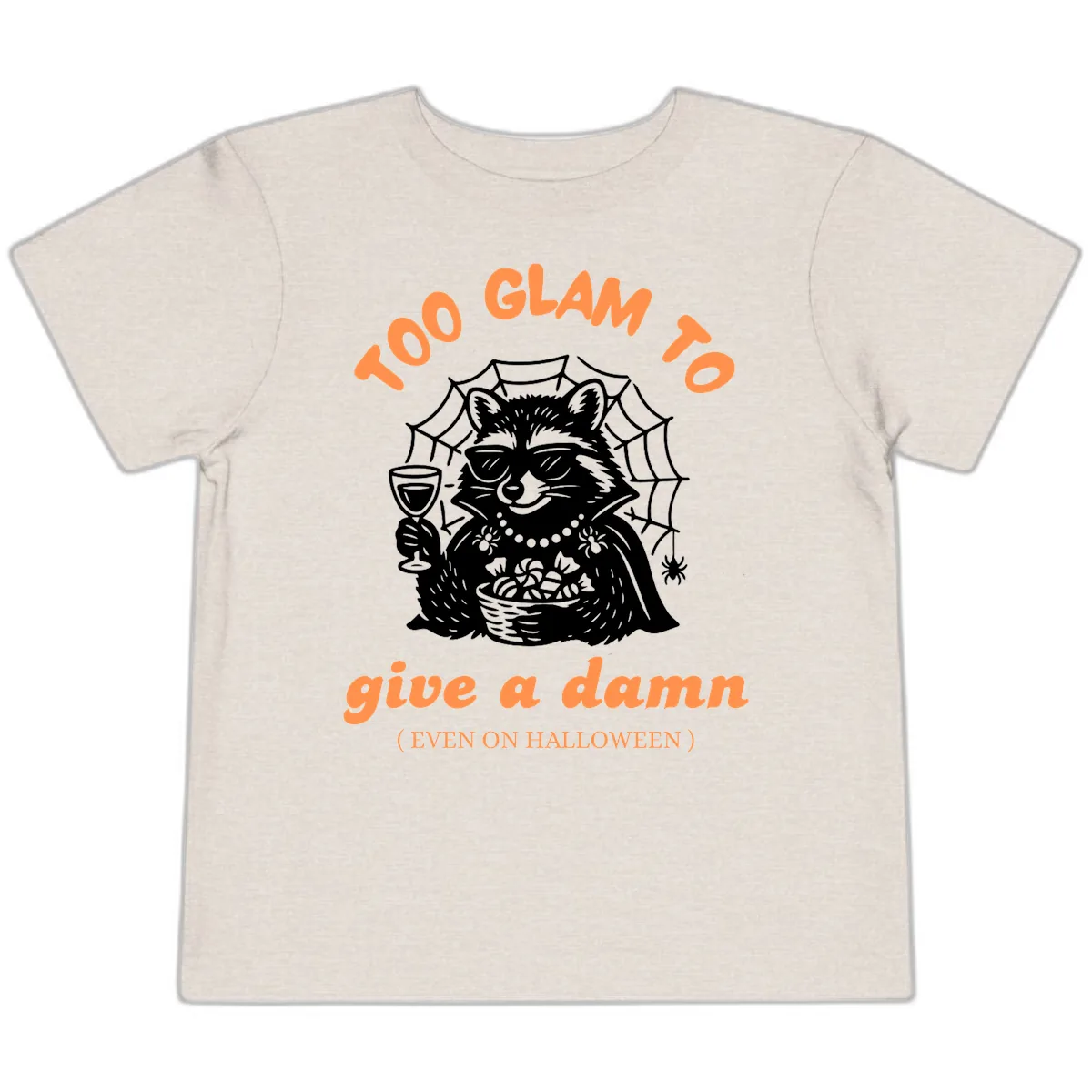 Glam Raccoon Halloween Shirt Toddler T-Shirt in Heather Dust