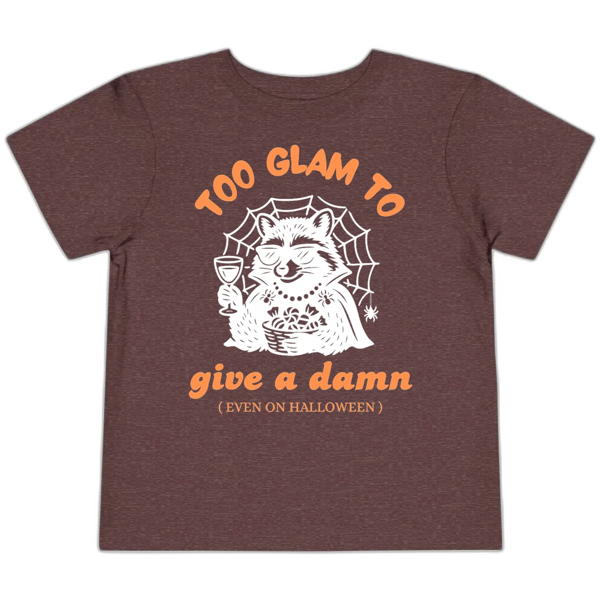 Glam Raccoon Halloween Shirt Toddler T-Shirt in Heather Maroon