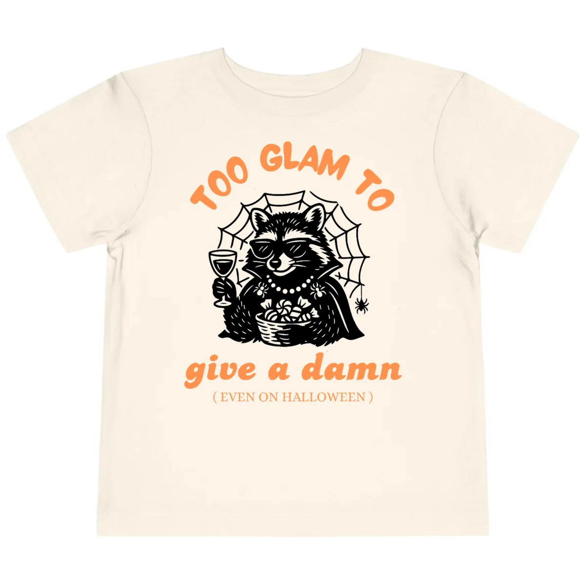 Glam Raccoon Halloween Shirt Toddler T-Shirt in Natural