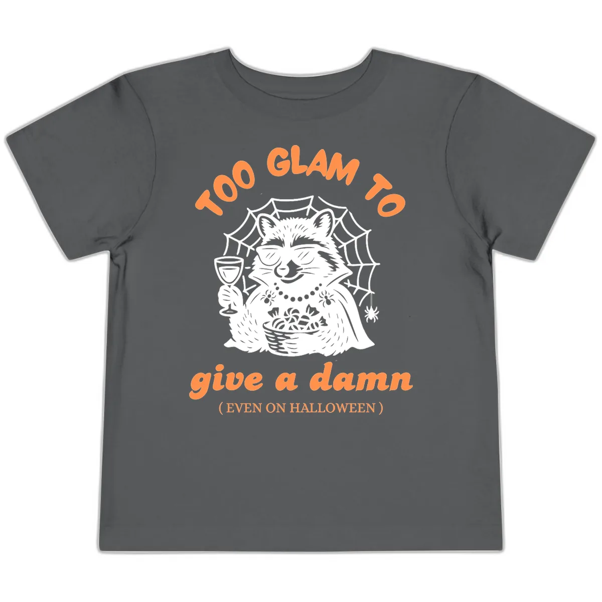 Glam Raccoon Halloween Shirt Toddler T-Shirt in Asphalt