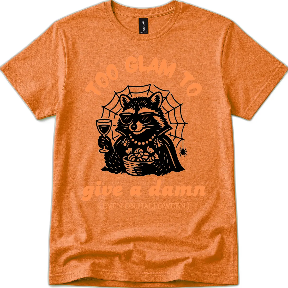 Glam Raccoon Halloween Shirt T-Shirt in Heather Orange