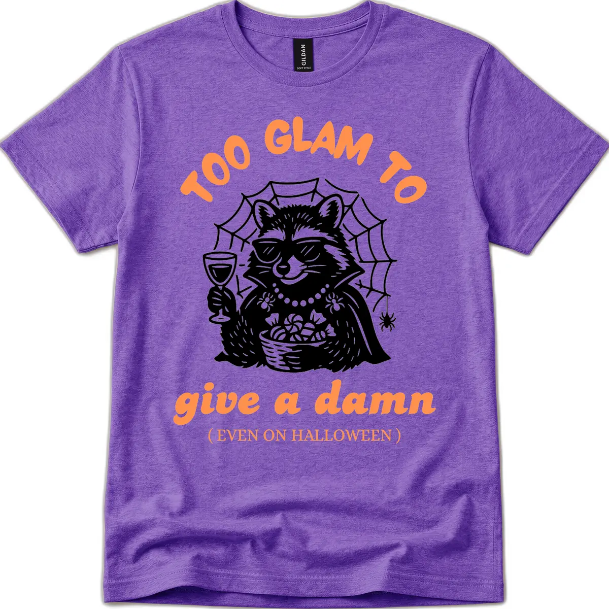Glam Raccoon Halloween Shirt T-Shirt in Heather Purple