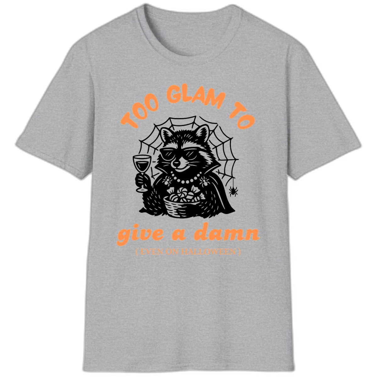 Glam Raccoon Halloween Shirt T-Shirt in Sport Grey