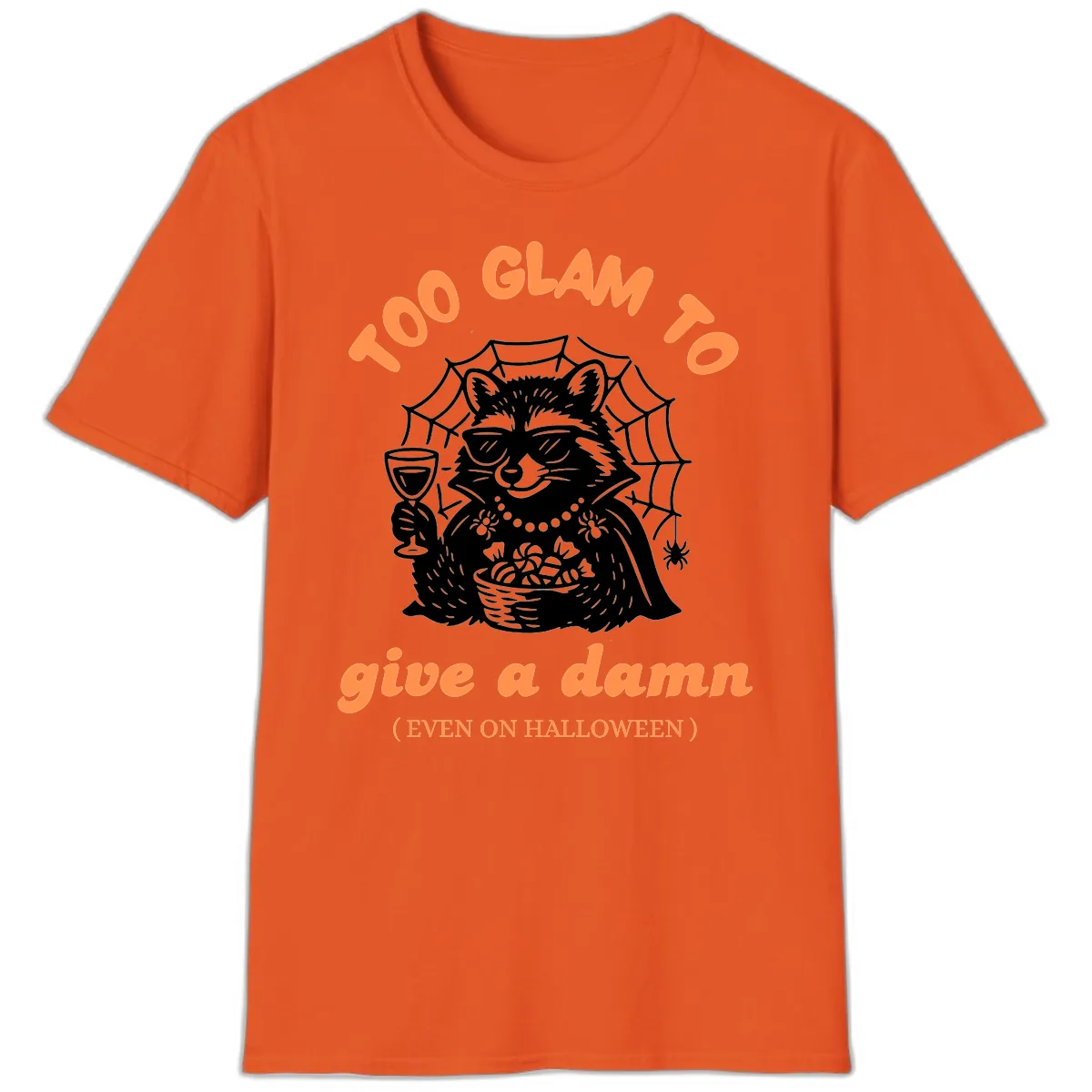 Glam Raccoon Halloween Shirt T-Shirt in Orange