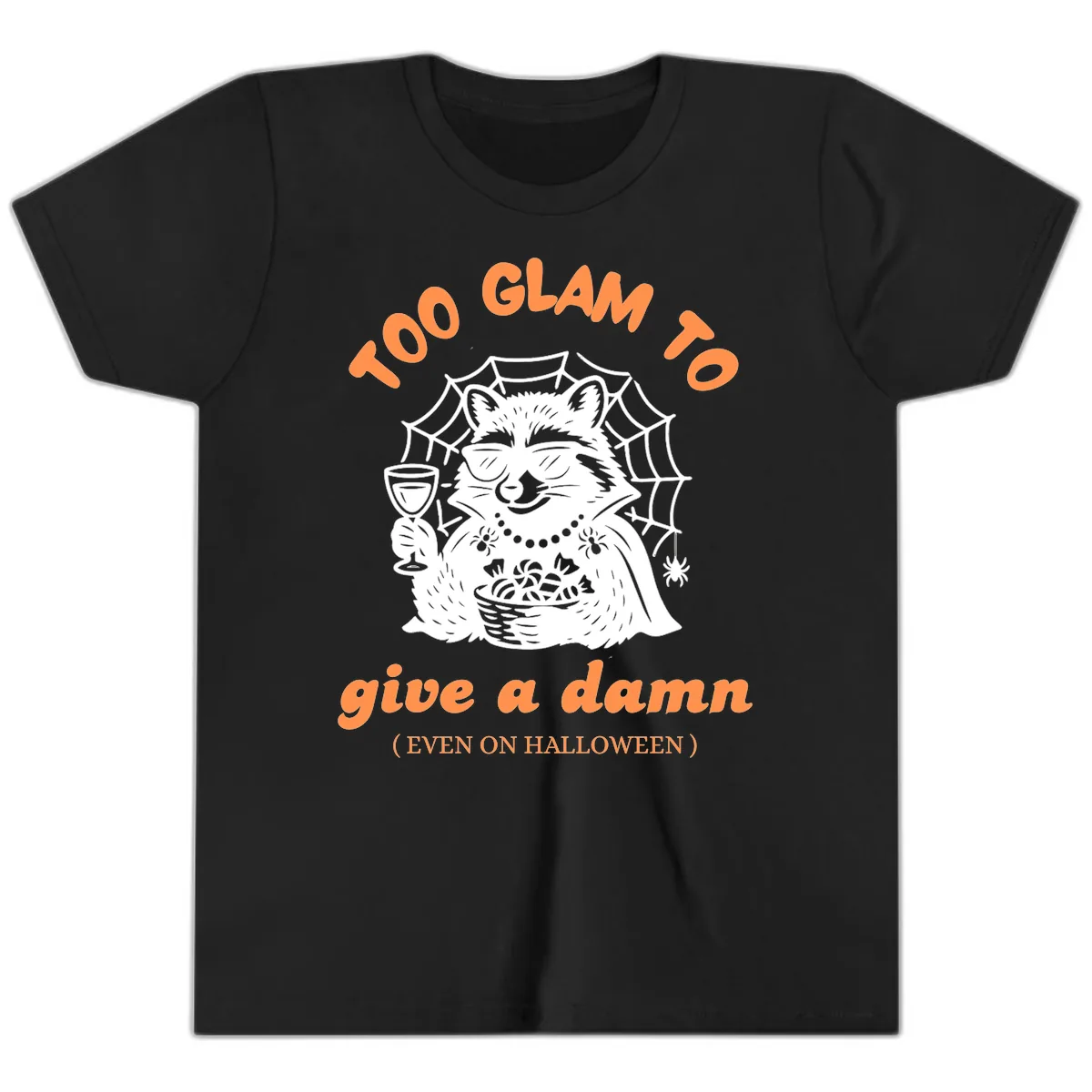 Glam Raccoon Halloween Shirt Youth T-Shirt in Black