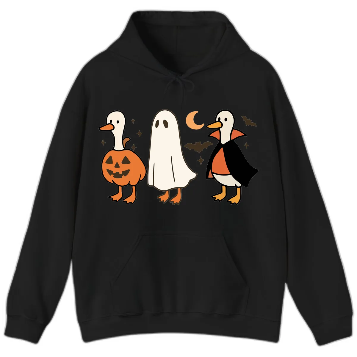Halloween Duck Costumes And Pumpkin Hoodie in Black