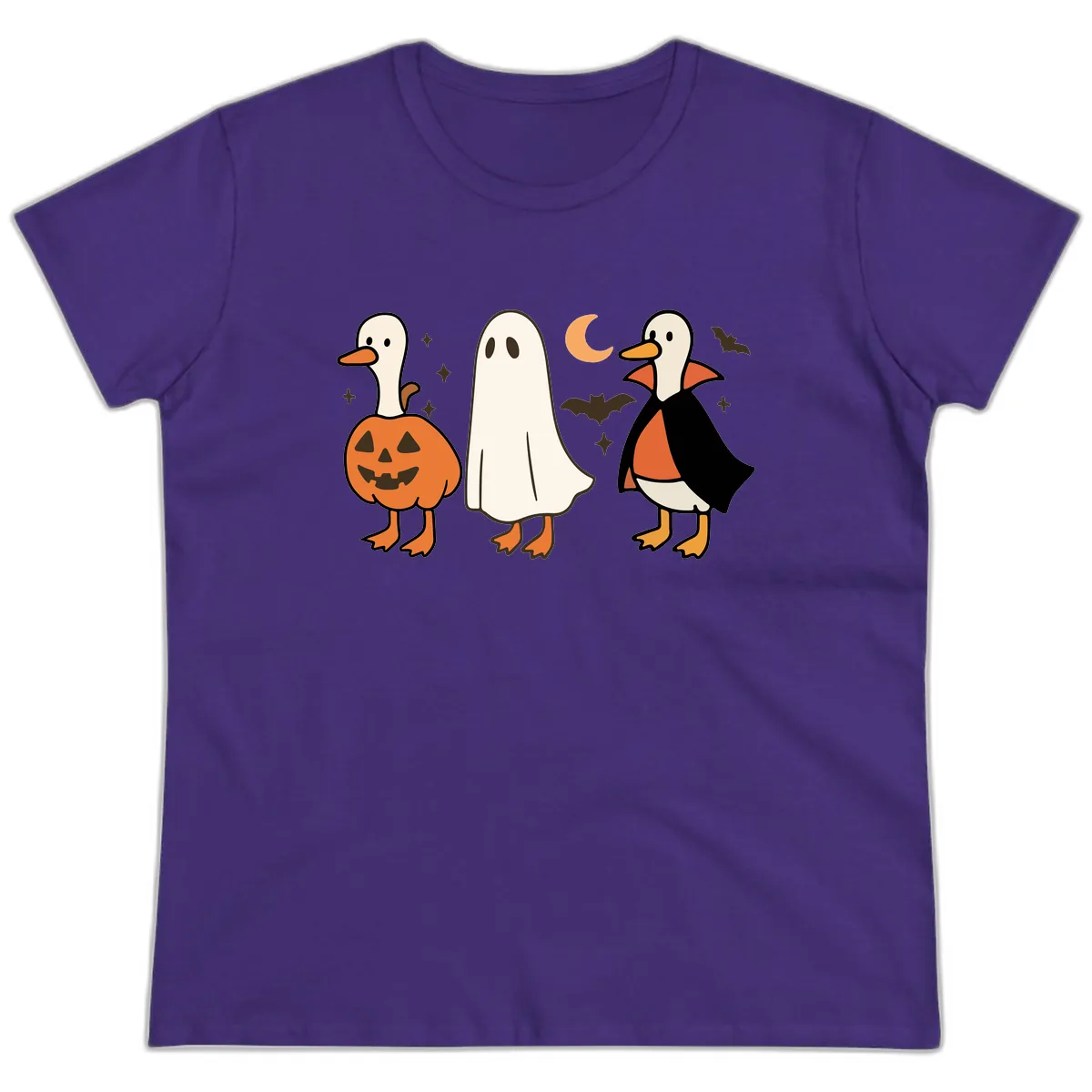 Halloween Duck Costumes And Pumpkin Ladies Tee in Purple