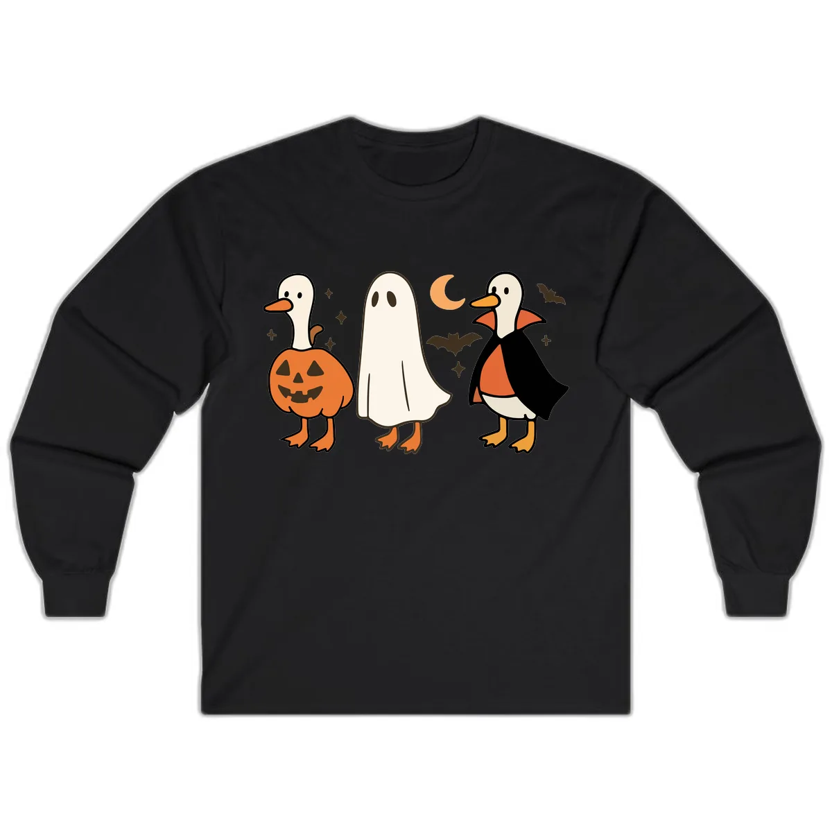 Halloween Duck Costumes And Pumpkin Long Sleeve in Black
