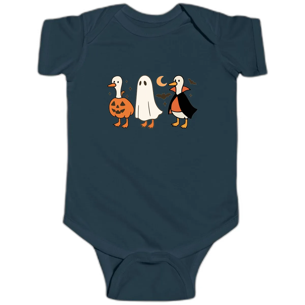 Halloween Duck Costumes And Pumpkin Baby Onesie in Navy