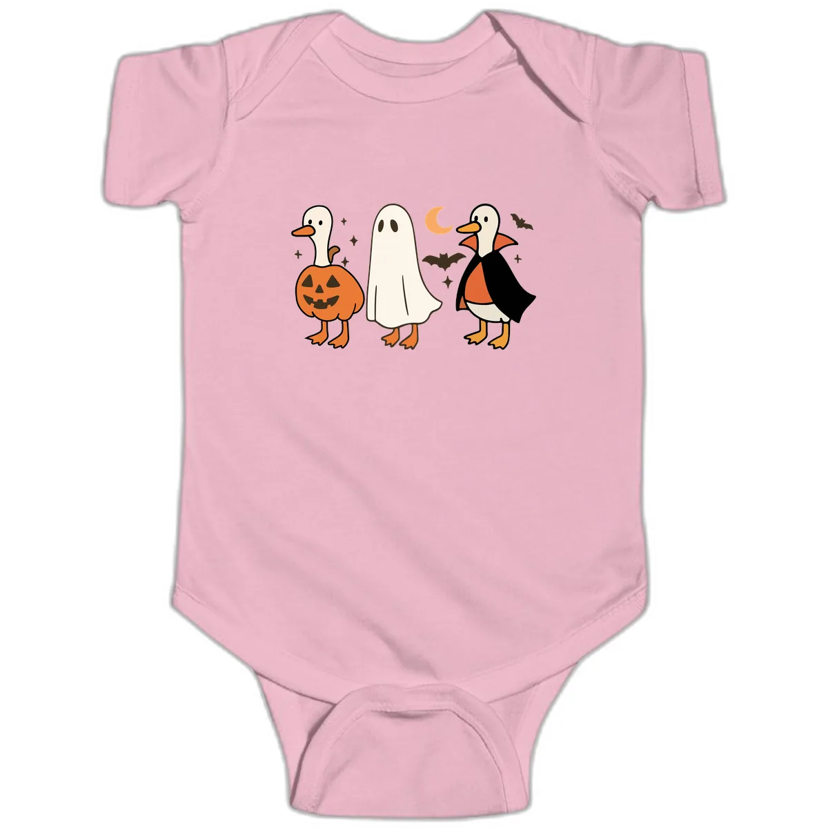 Halloween Duck Costumes And Pumpkin Baby Onesie in Pink