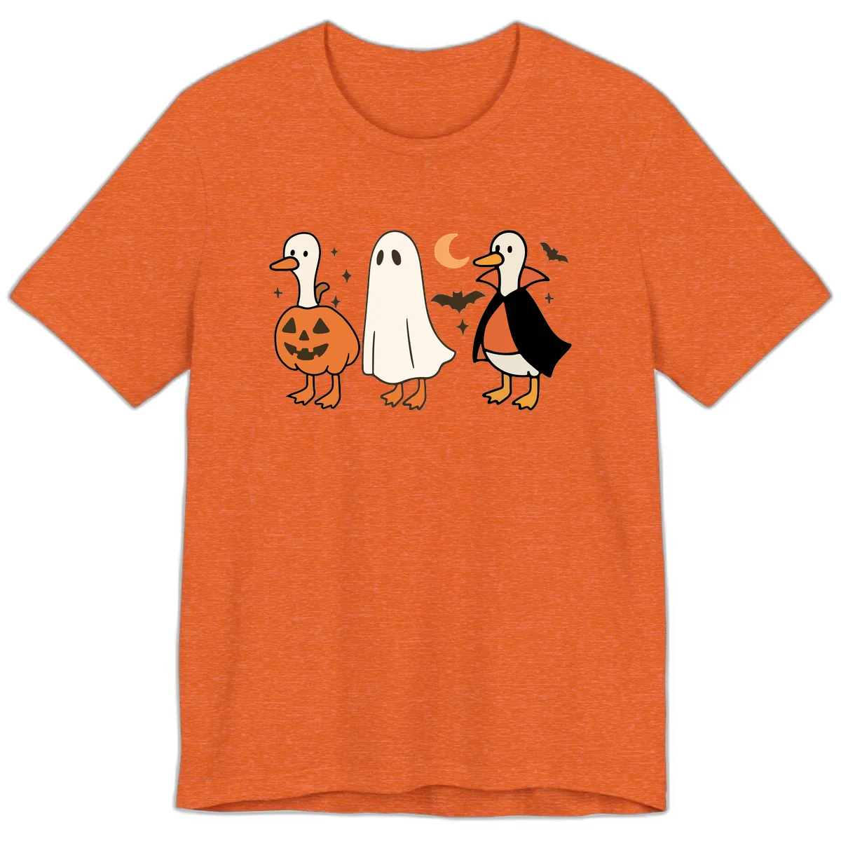 Halloween Duck Costumes And Pumpkin Premium T-Shirt in Heather Orange