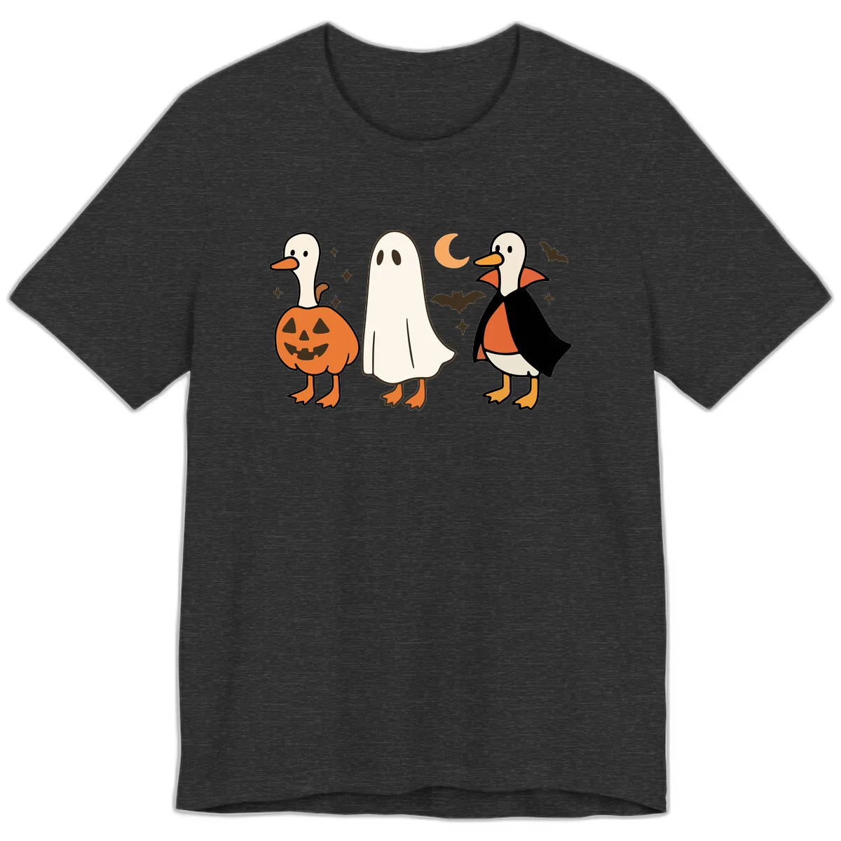 Halloween Duck Costumes And Pumpkin Premium T-Shirt in Dark Grey Heather