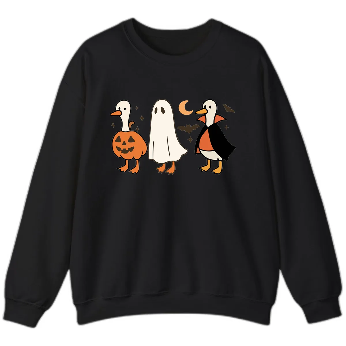 Halloween Duck Costumes And Pumpkin Sweatshirt in Black