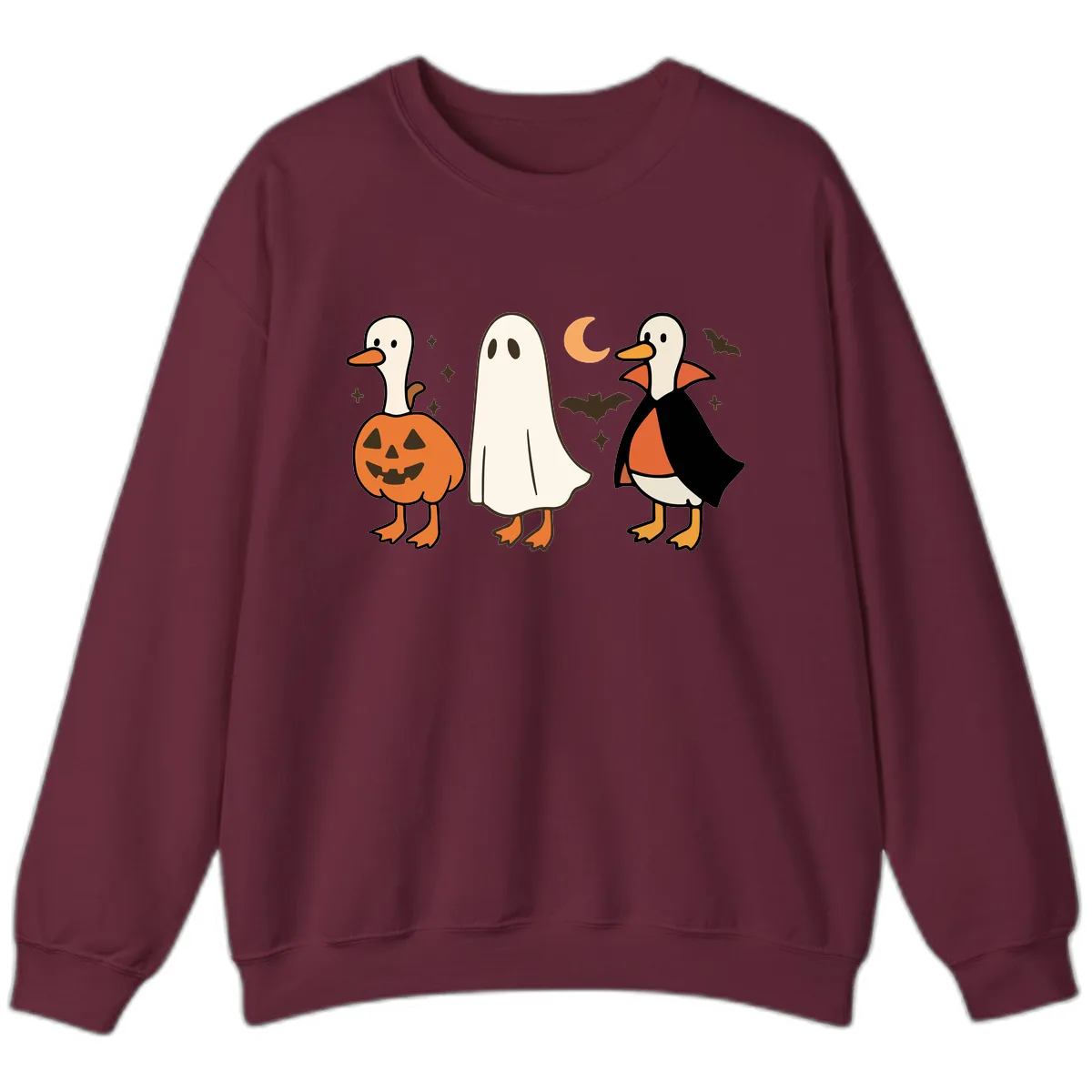 Halloween Duck Costumes And Pumpkin Sweatshirt in Maroon