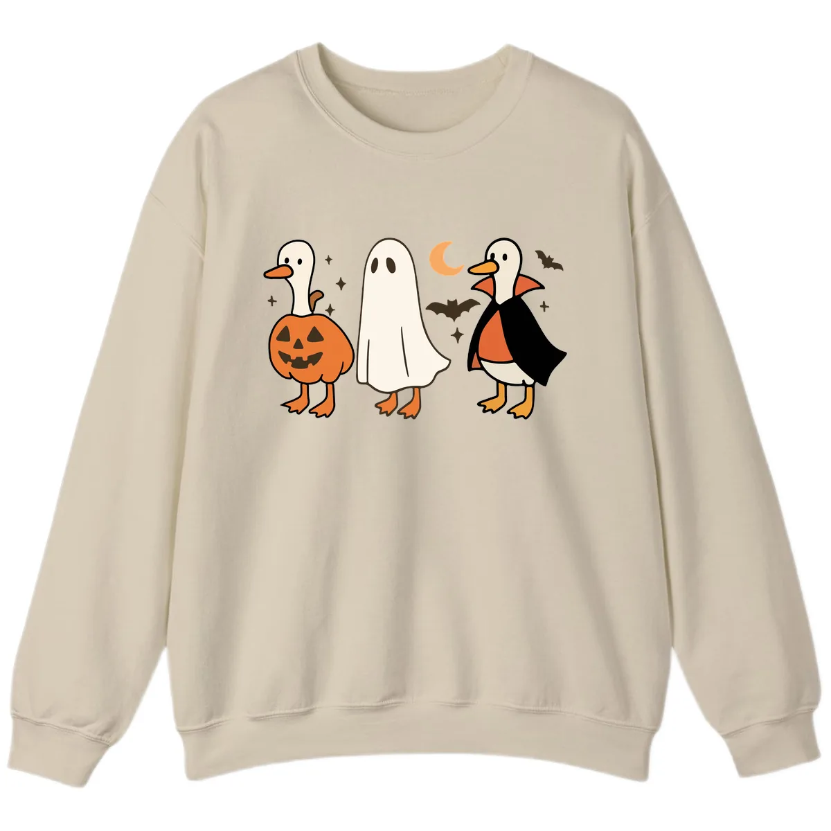 Halloween Duck Costumes And Pumpkin Sweatshirt in Sand