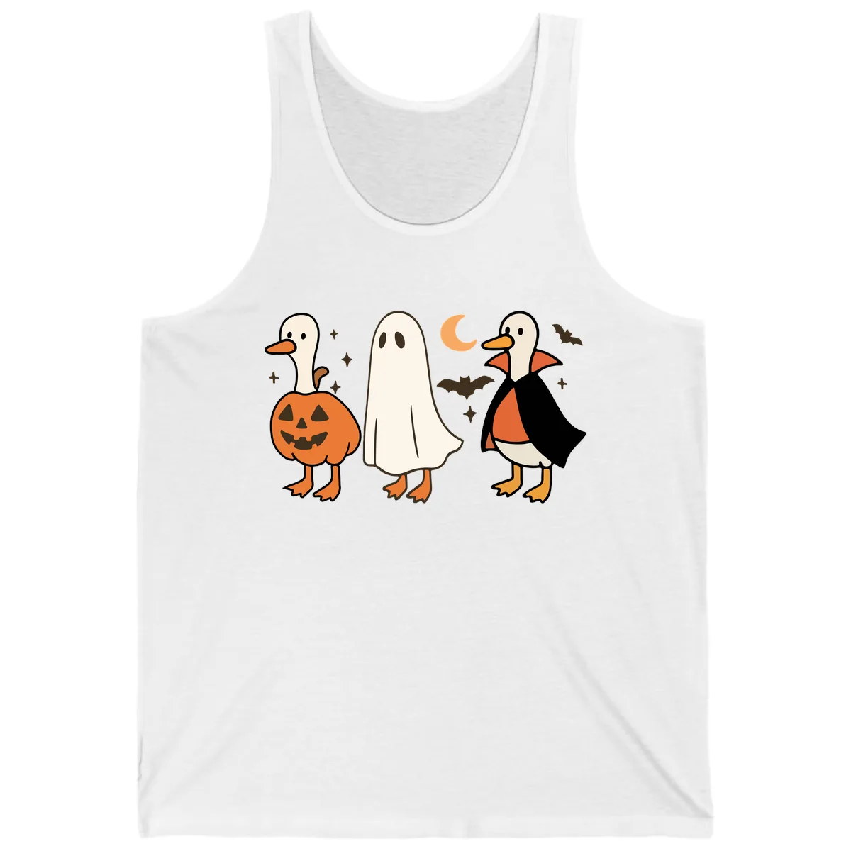 Halloween Duck Costumes And Pumpkin Tank in White