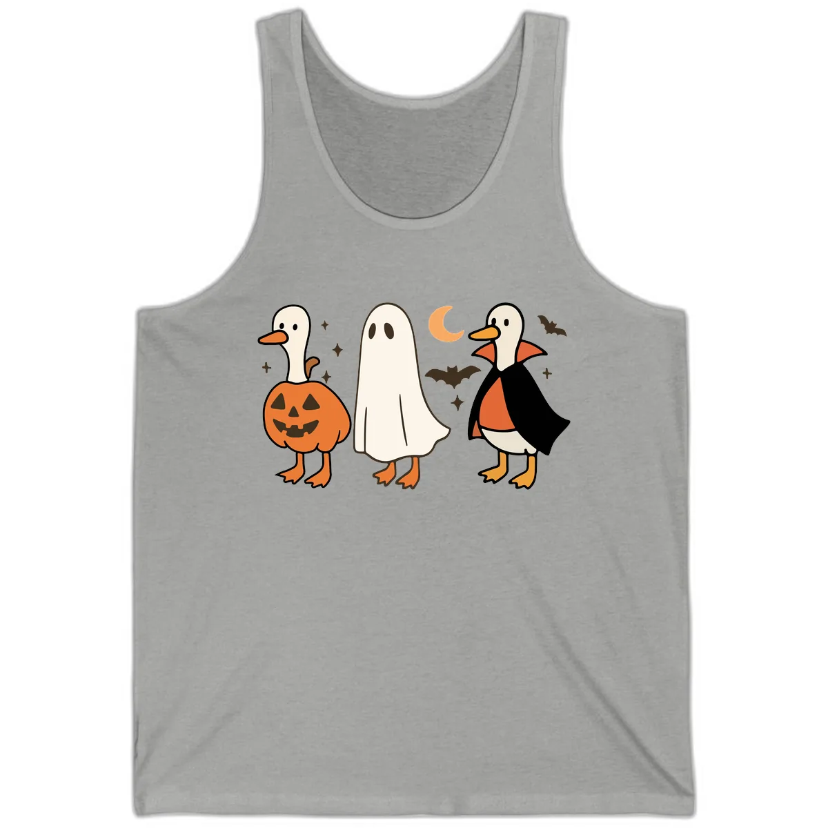 Halloween Duck Costumes And Pumpkin Tank in Athletic Heather