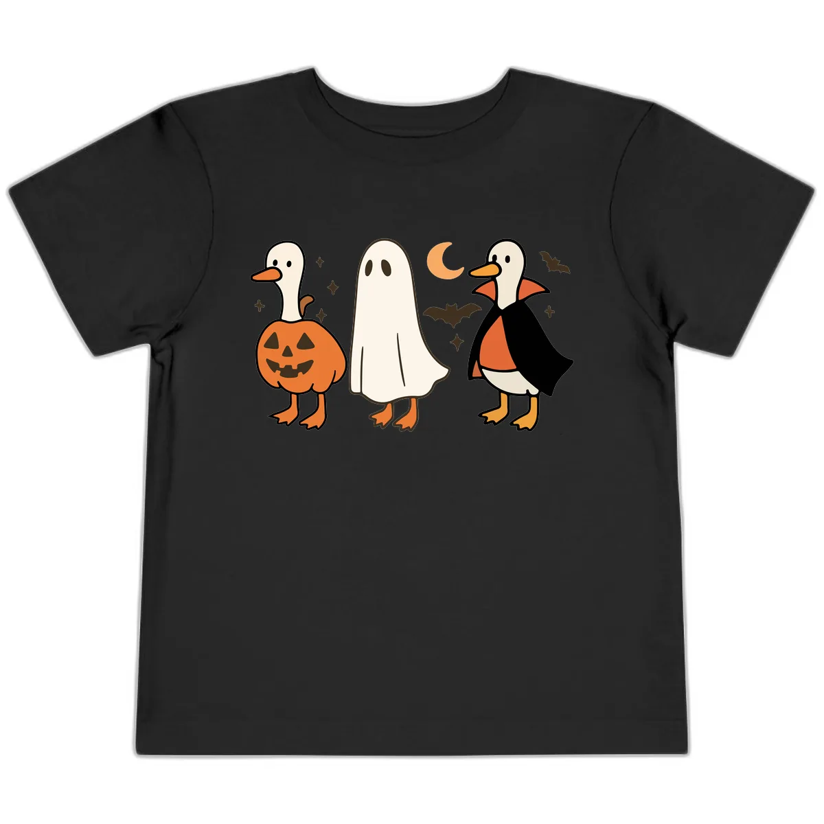 Halloween Duck Costumes And Pumpkin Toddler T-Shirt in Black