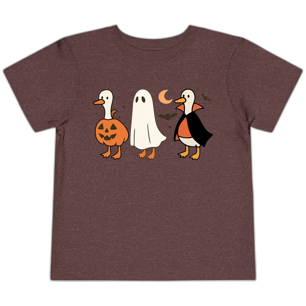 Halloween Duck Costumes And Pumpkin Toddler T-Shirt in Heather Maroon