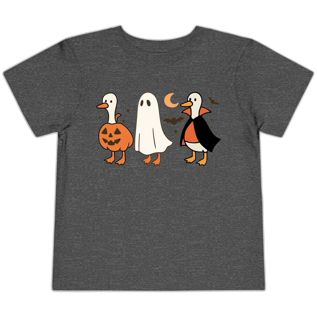 Halloween Duck Costumes And Pumpkin Toddler T-Shirt in Dark Heather Grey