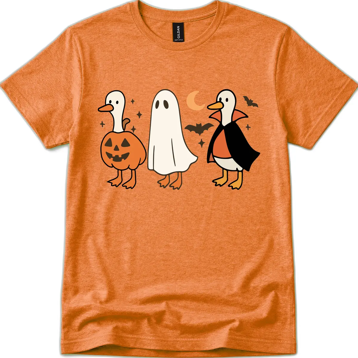 Halloween Duck Costumes And Pumpkin T-Shirt in Heather Orange