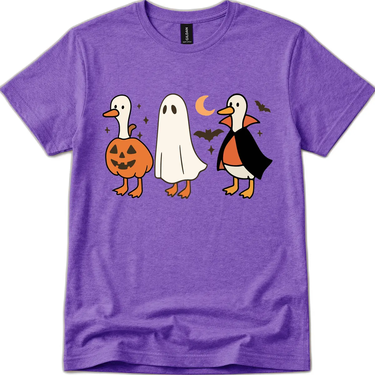 Halloween Duck Costumes And Pumpkin T-Shirt in Heather Purple