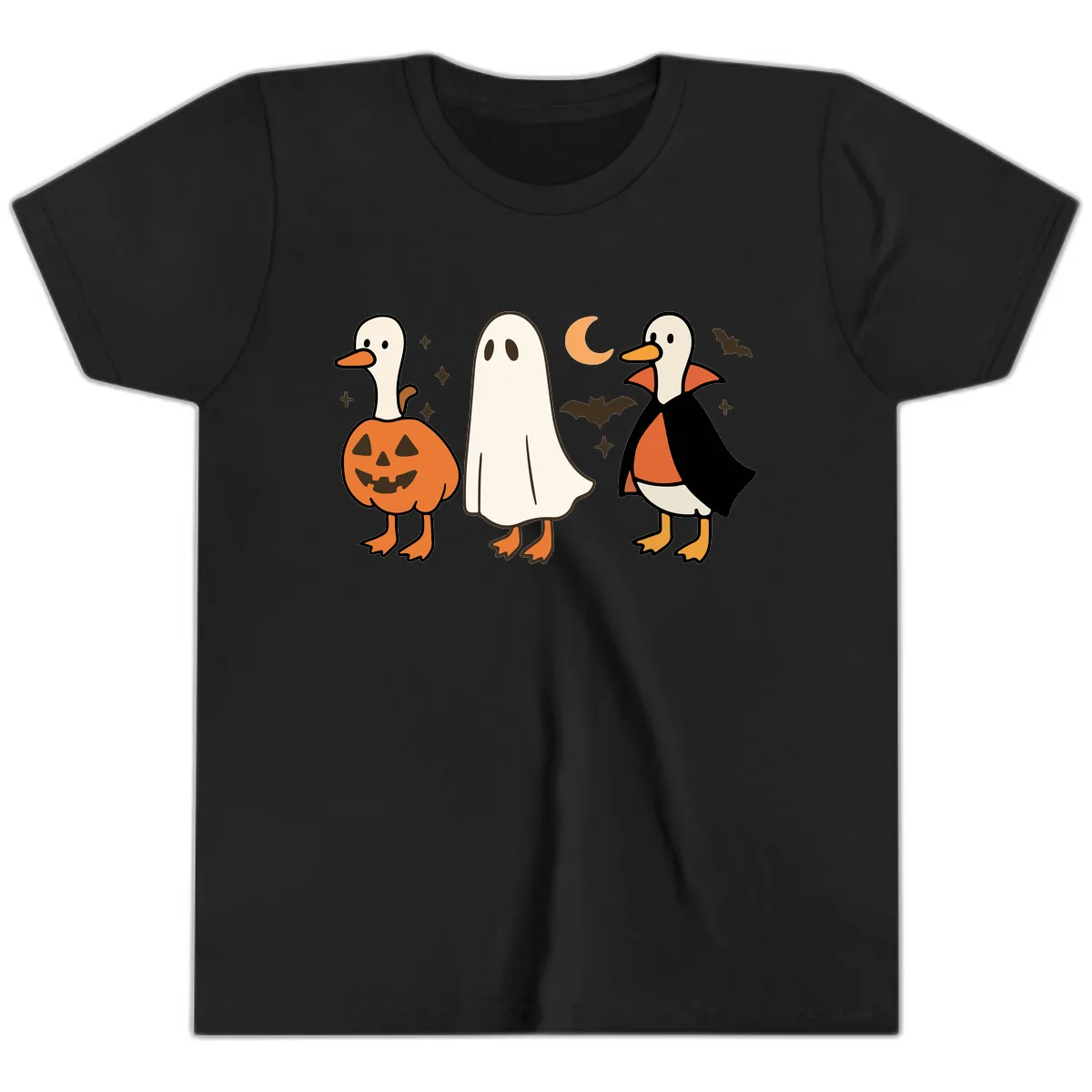 Halloween Duck Costumes And Pumpkin Youth T-Shirt in Black