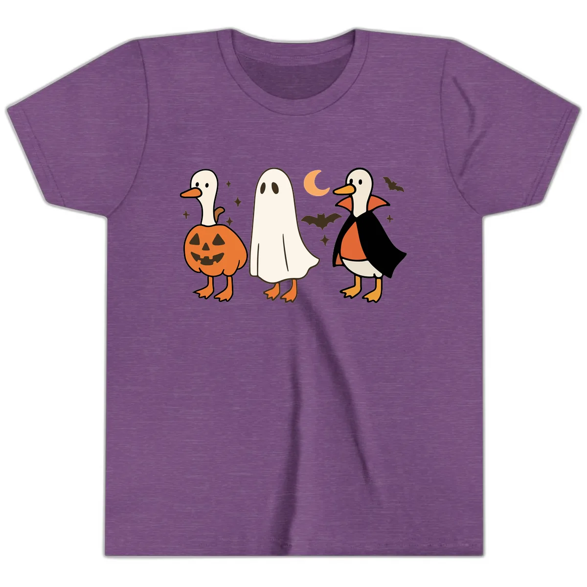 Halloween Duck Costumes And Pumpkin Youth T-Shirt in Heather Team Purple