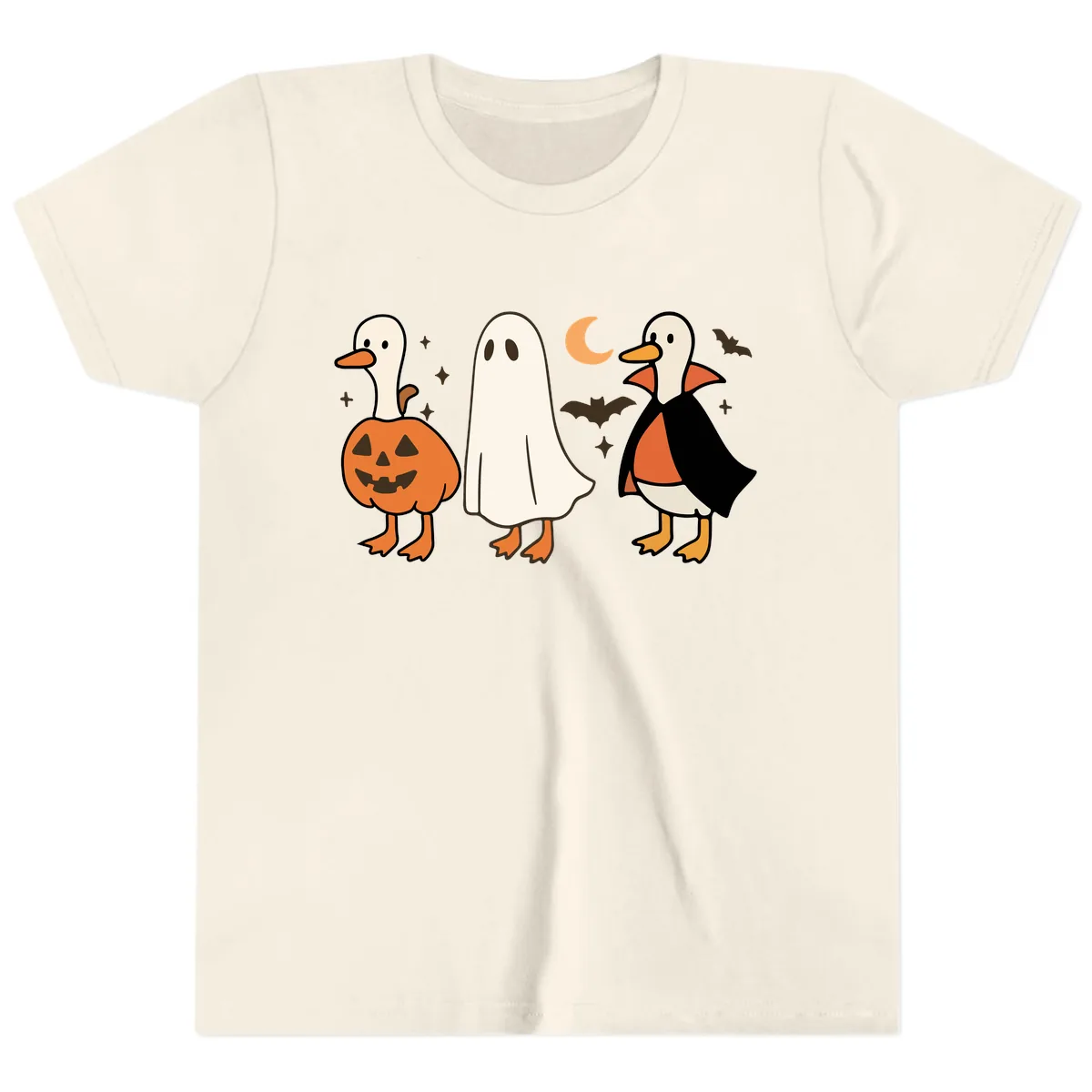 Halloween Duck Costumes And Pumpkin Youth T-Shirt in Natural