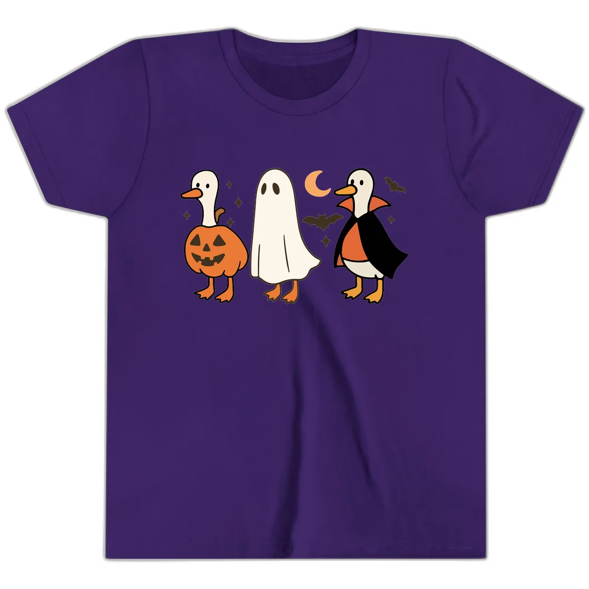 Halloween Duck Costumes And Pumpkin Youth T-Shirt in Team Purple
