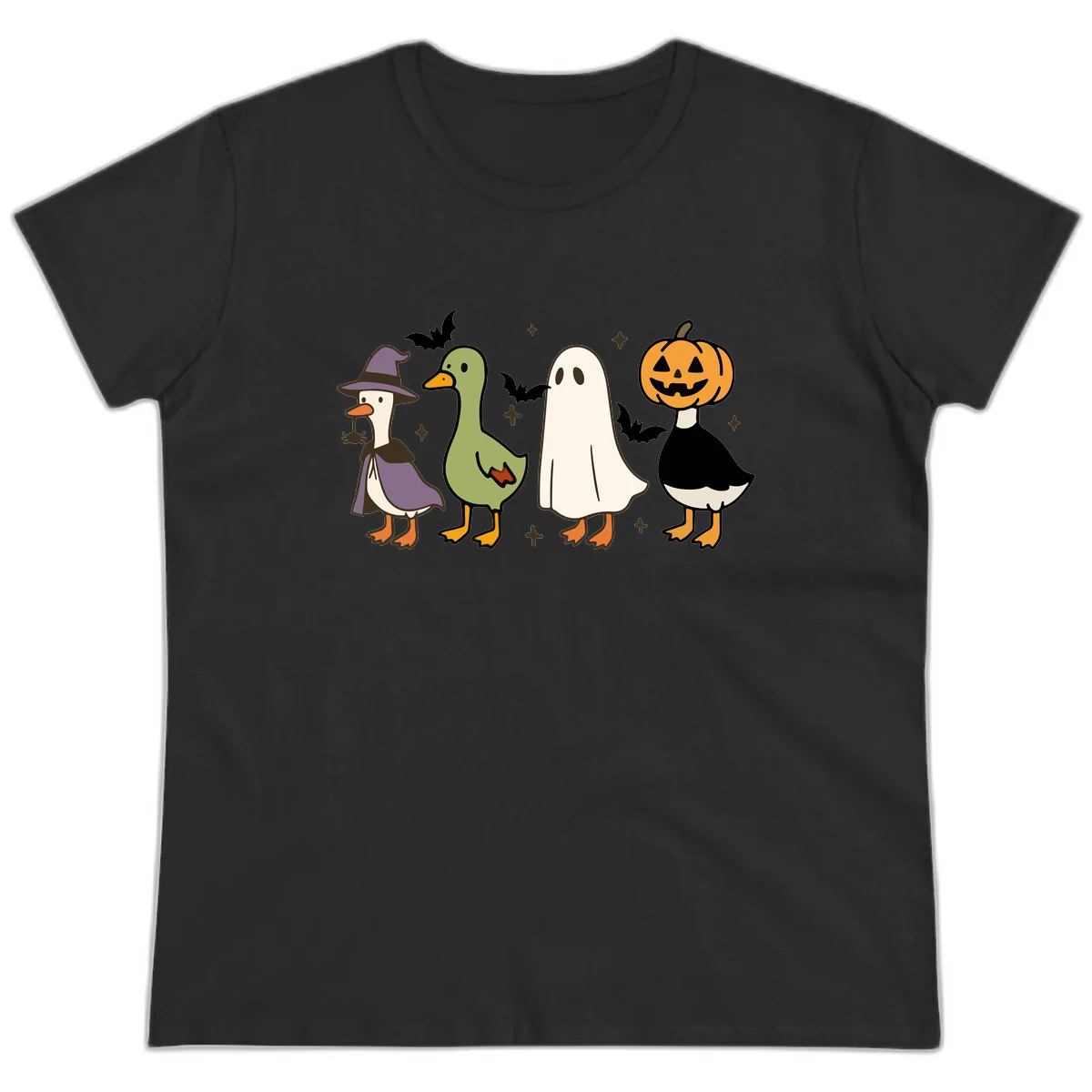 Halloween Animals Trick-or-Treat Ladies Tee in Black