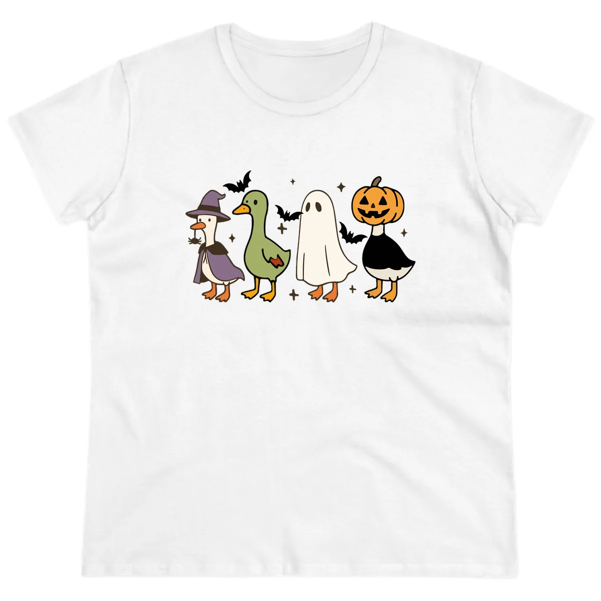 Halloween Animals Trick-or-Treat Ladies Tee in White
